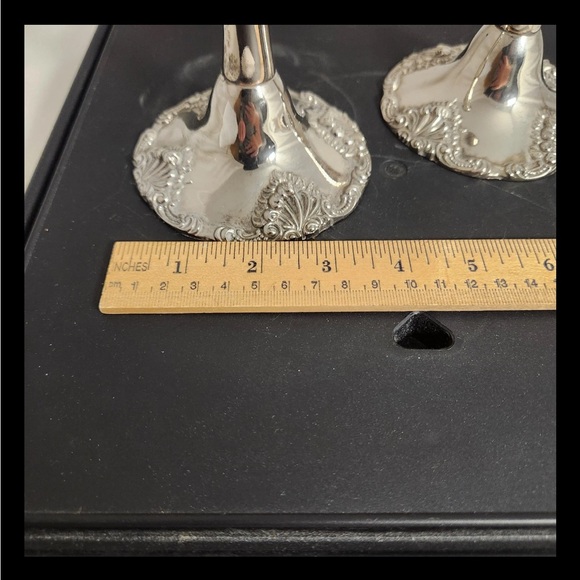 Vintage Godinger Silver Art Co. 8” Ornate Candlestick Holders Set Of 2 Grapevine - Picture 9 of 9